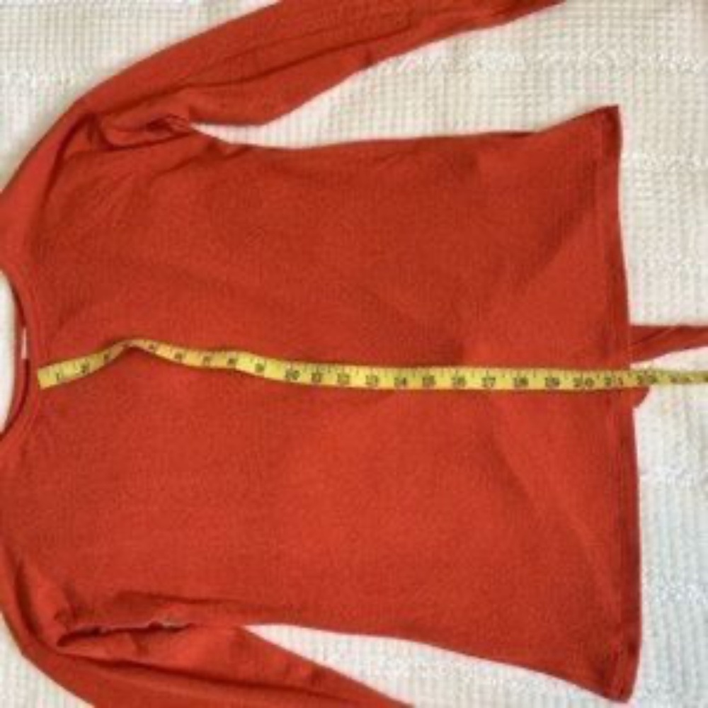 Alya Burnt Orange Sweater Long Sleeve with Keyhole Back Tie in Back Light XS - Picture 8 of 9